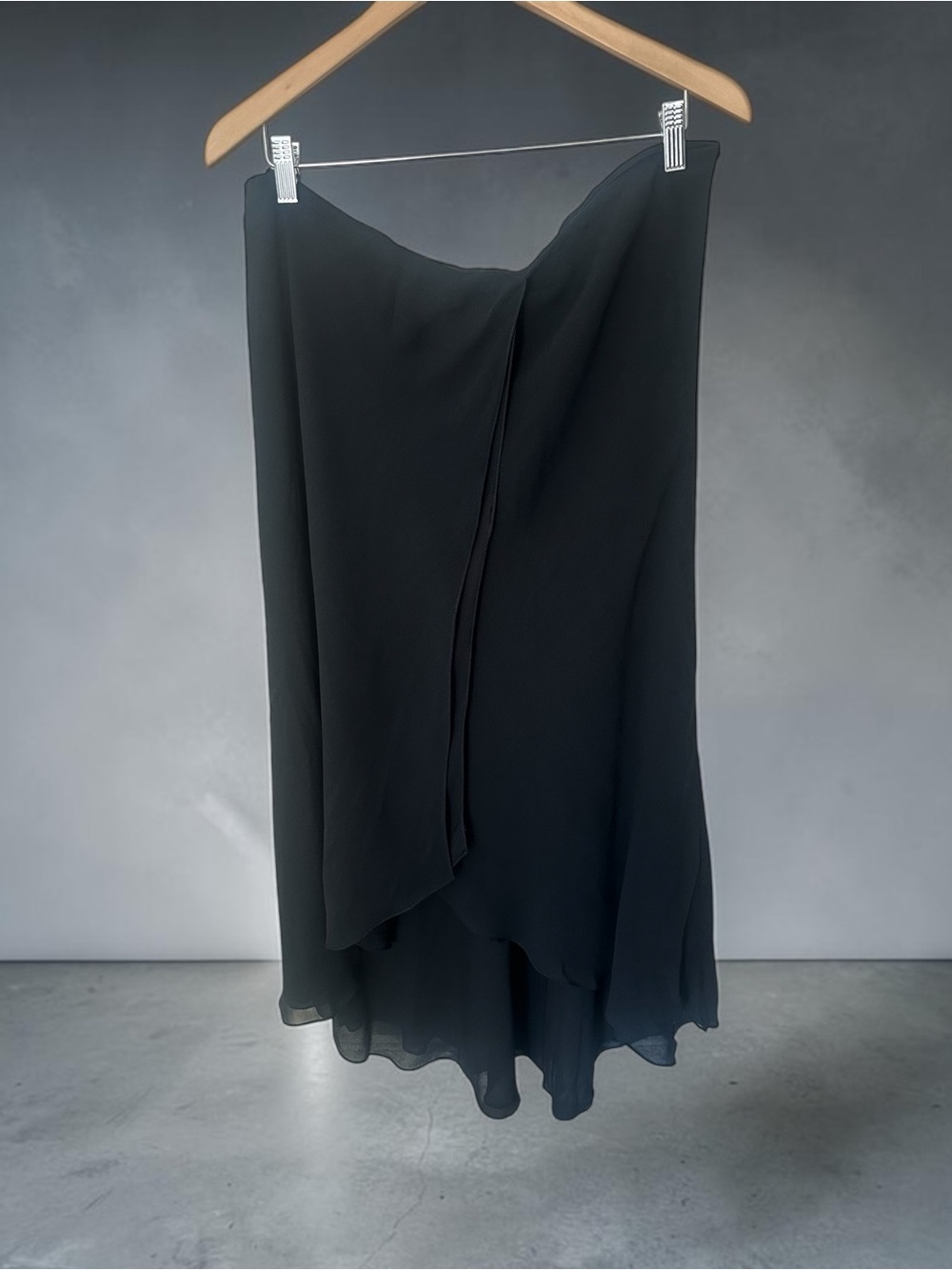 Lauren Ralph Lauren Wrap-Drape Overlay 100% Silk Asymmetric Maxi Skirt Size L